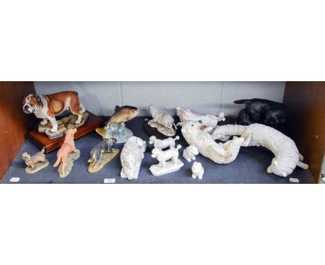Assorted Ceramic and other Animal Models, including, David Fryer (Royal Worcester modeller) coloured bisque models, black lab