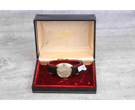 Boxed Gents Yellow metal Longines Automatic Admiral Wristwatch with sweep seconds hand &amp; date box at the three position t