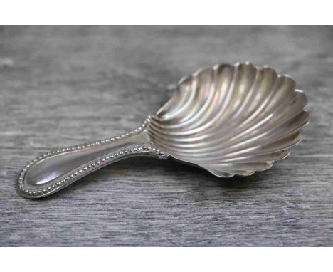 George III silver bead pattern caddy spoon with scalloped bowl, makers Thomas Pratt &amp; Arthur Humphries (London) length ap