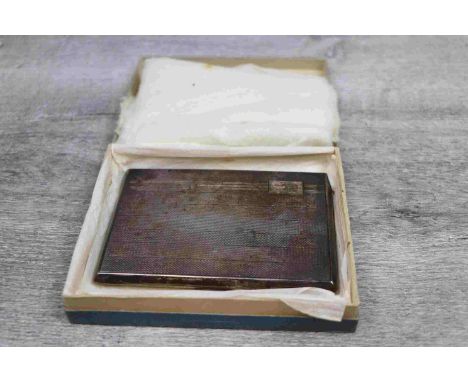 George V silver cigarette case with engine turned decoration to front and reverse, engraved initialled cartouche, gilt interi