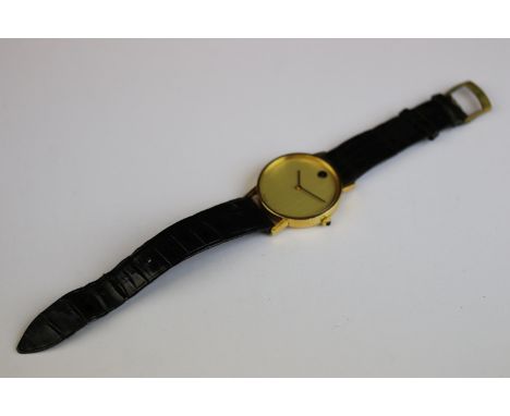 Gents Movado Zenith retro dress Wristwatch with Hallmarked 18k Gold case, approx 34mm diameter, not counting the jewelled win