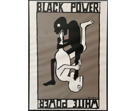 UNGERER  Jean-Thomas "Tomi" (1931 Straßburg, Frankreich - 2019 Cork, Irland)  "Black Power- White Power" Plakat, Farbserigrap
