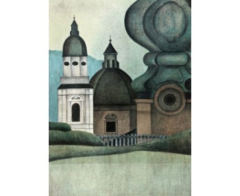 BREITER  Herbert (1927 Landeshut im Riesengebirge, Schlesien - 1999 Salzburg, Österreich) "Türme von Salzburg", 1971, Farblit