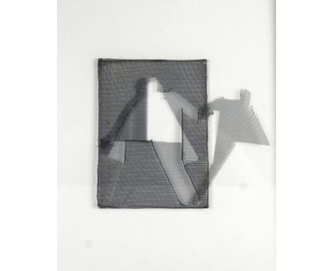 GÜNTHER  Heidrun (1942 St. Wendel) "Mensch im Schatten", 1997, Drahtgewebe auf Papier, unten mittig signiert und datiert, 39x