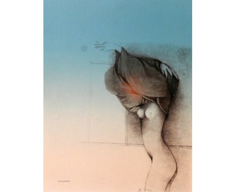 BRUNI  Bruno (1935 Grandara, Italien) "Weiblicher Akt", Farblithographie, Blindstempel "Matthieu Litho", Schweiz, rechts unte