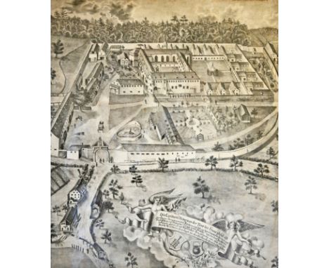 KARTAUSE ITTINGEN (CH)  "Die Carthaus Ittingen an der Thur bei Frauenfeld im Canton Thurgau...", aus der halben Vogelperspekt