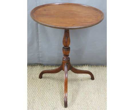 19thC mahogany tray top circular table on tripod base, diameter 53 x H64cm