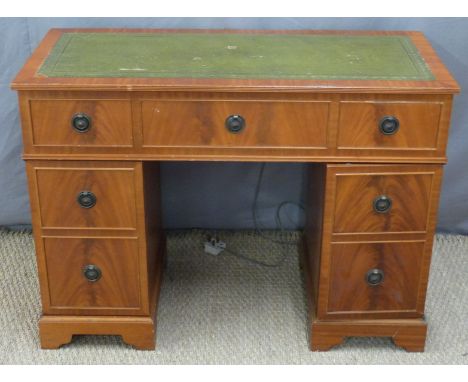 Vintage radiogram in the form of a leather inset twin pedestal desk with Garrard SP 25 record deck, Dynatron mixer and Dolby 