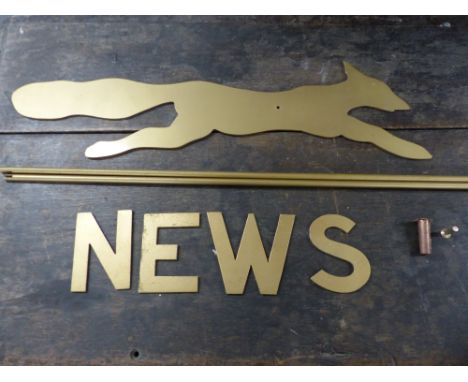 Gilt metal fox weather vane, length of fox 63cm