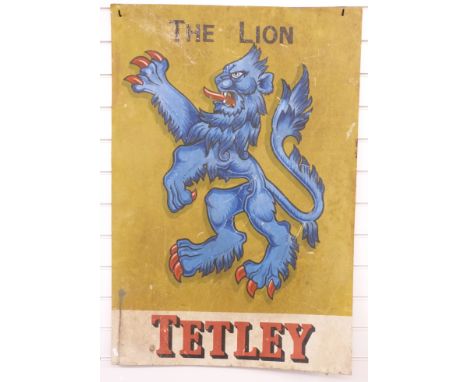 Tetley Beer 'The Lion' enamel advertising pub sign 