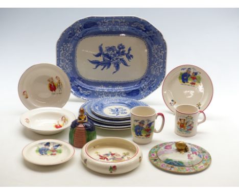 Spode Camilla ware, Chinese Canton enamel lid, Marutomo Japanese figural jam pot, Nurseryware including Sooty, Pinky and Perk