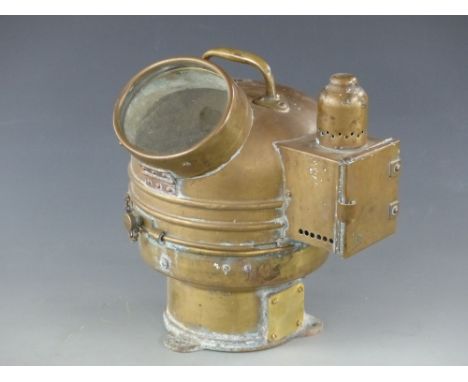 A brass ship's binnacle compass marked 01151A