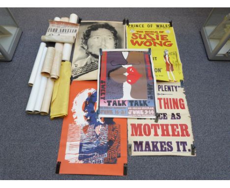 A collection of 1930's and later theatre / pop posters including Globe Theatre, The Private Ear, The Public Eye with Kenneth 