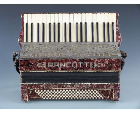 Pancotti 120 bass 1930s piano accordion in burgundy pearloid finish, with original case