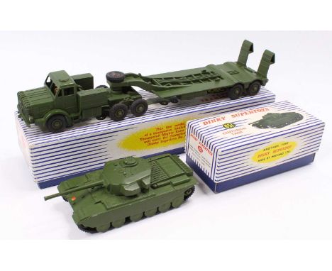 Dinky Toys Military boxed group, 2 examples comprising No. 660 Tank Transporter with Thorneycroft Mighty Antar tractor unit i