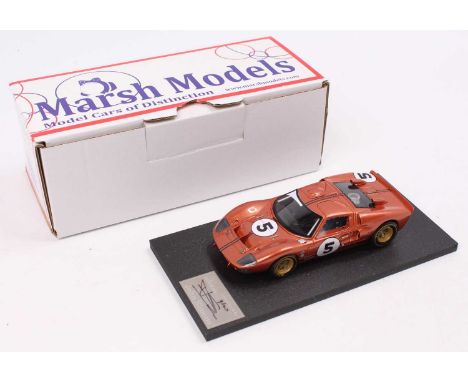 A Marsh Models factory hand built 1/43 scale model of an MM307B Ford Mk2 Daytona 1967 race car, comprising of metallic copper