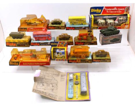 A tray containing a collection of Dinky Toys later issued mostly bubble packed models, with examples including No. 295 Leylan