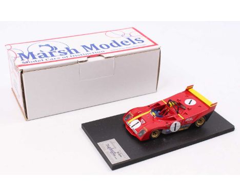 A Marsh Models factory hand built 1/43 scale model of an MM266 Ferrari 312PB 1972 race car, as driven by Ickx &amp; Redman, c