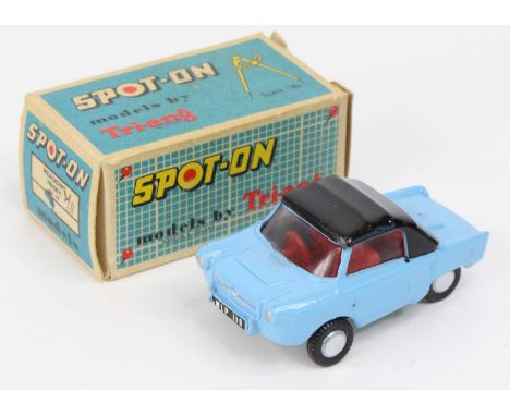 Spot-on No.119 Meadows Frisky - light blue body, black roof, red interior and steering wheel, flat spun hubs, in the original