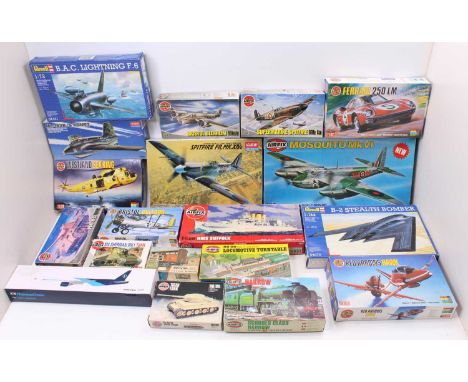 Airfix, Academy, Revell, and similar plastic kit group, with examples including a Revell 1/144th scale B-2 Stealth Bomber, an