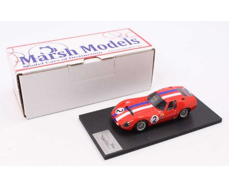 A Marsh Models factory hand built 1/43 scale kit built model of an MM299 Maserati 151/3, Le Mans 1964 race car, as driven by 