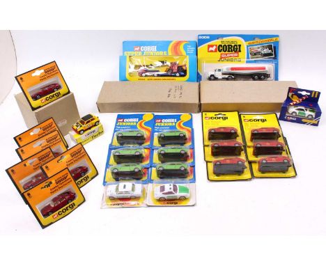 One tray containing a quantity of Corgi Toy and Corgi Junior diecast vehicles to include a Corgi Super Juniors Esso tanker, a