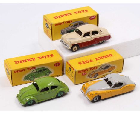 Dinky Toys boxed model group of 3 comprising No. 164 Vauxhall Cresta saloon, red &amp; cream with cream hubs and sold in a co