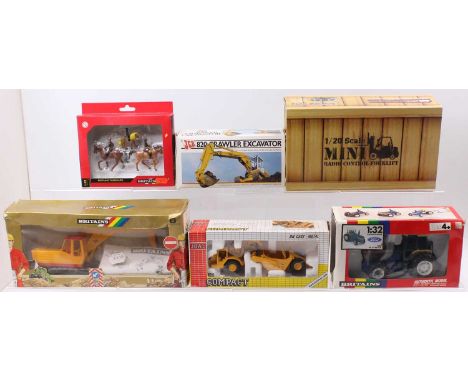 Britains, NZG, and Joal boxed model group, with examples including a Britains No. 9508 Ford TW 25 Tractor, No. 9913 JCB Excav