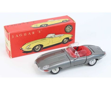 Tekno, 926, Jaguar E Type, gun metal grey body with red interior, chrome hubs, in the original box with leaflet (NMM-BNM)