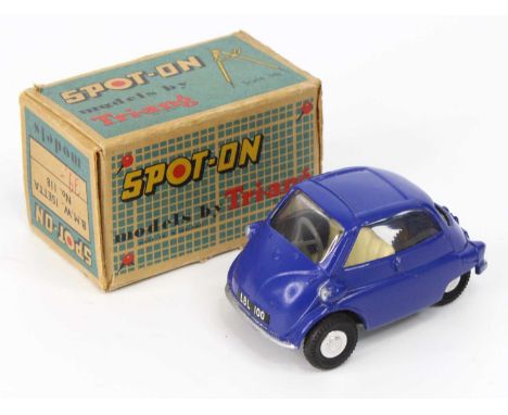 Spot-On No. 118 BMW Isetta comprising of dark blue body with cream interior and spun hubs, housed in the original card box wi