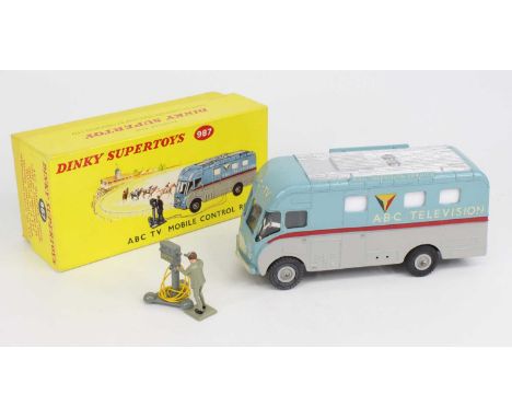 Dinky Toys No. 987 ABC TV mobile control room comprising of light blue and grey body with silver roof and red flash, fitted w