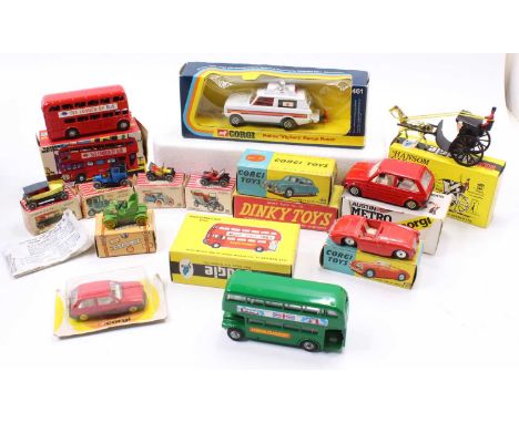 Corgi, Budgie, Charbens, and Dinky Toys mixed group of diecasts, with examples including a Corgi Toys No. 461 Police Vigilant