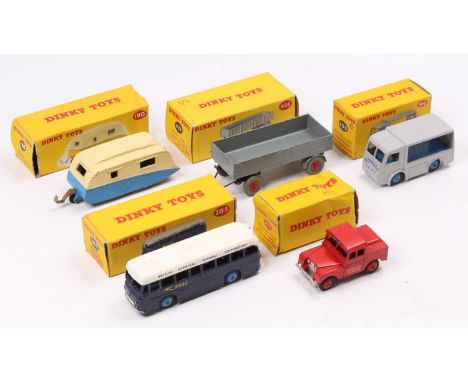 Dinky Toys boxed model group of 5 comprising No. 283 BOAC Autocar Airport Coach, No. 255 Mersey Tunnel Police Van, No. 490 El