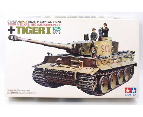 Tamiya 1/25th scale German Tiger 1 Tank, as issued and with a very clean box