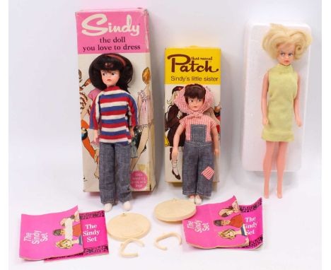 Pedigree Sindy and Patch group of 3 comprising a Sindy with brown hair and wearing her Weekenders outfit, comes with stand an