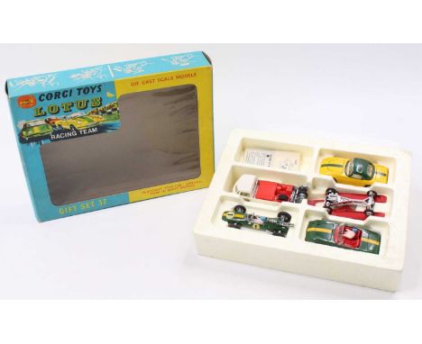 Corgi Toys Gift Set 37 Lotus Racing Team set in the original polystyrene packed box, all models appear to be mint, comes with