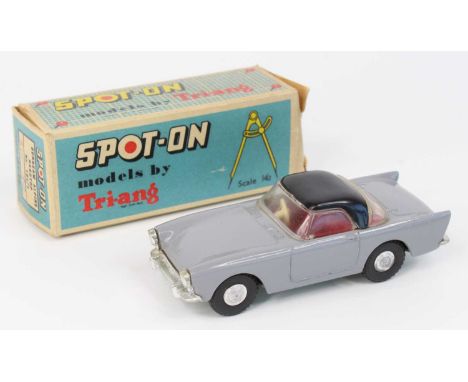 Spot On By Triang, No.191 Sunbeam Alpine Hardtop, grey body with black roof and red interior, housed in the original box with