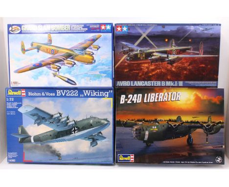 A collection of Revell and Tamiya mixed scale plastic aircraft kits to include a Tamiya No. 61504 Grand Slam Bomber, a Tamiya