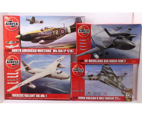 A collection of Airfix mixed scale plastic aircraft kits to include No. A14003A North American Mustang, a No. A11001 Vickers 