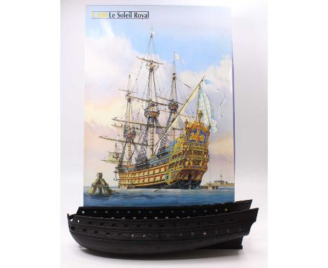 A Heller large scale plastic kit for a 1/100 scale Le Soliel Royal boat model No. 80899 housed in the original card box, appe