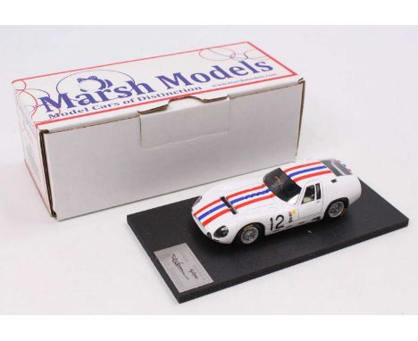 A Marsh Models factory hand built 1/43 scale model of an MM299 Maserati 151/3 Le Mans 1964 Practice, finished in white with r