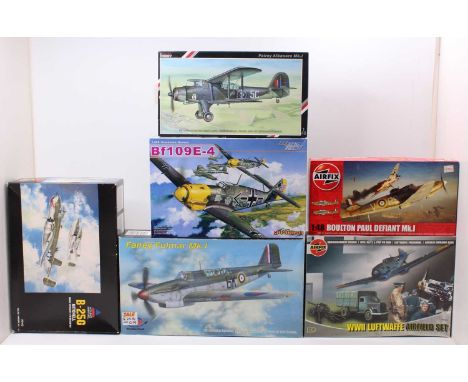 One tray containing 6 mixed scale plastic military and aircraft kits to include an Accurate Miniatures B-25G Mitchell Aircraf