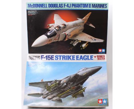 A Tamiya 1/32 scale plastic kit group to include a No. 60312 1/32 scale Boeing F-15 Strike Eagle, together with a No. 60308 M