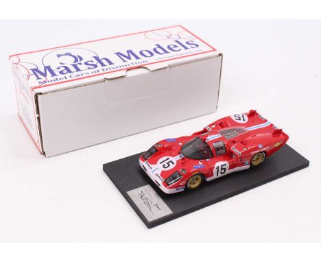 A Marsh Models factory hand built 1/43 scale model of an MM301 Ferrari 512S Le Mans 1970 race car, finished in red with racin