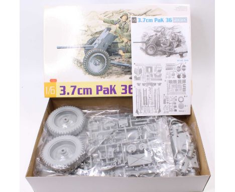 A Dragon Kits No. 75002 1/6 scale plastic kit for a 3.7cm PAK36 field gun housed in the original box