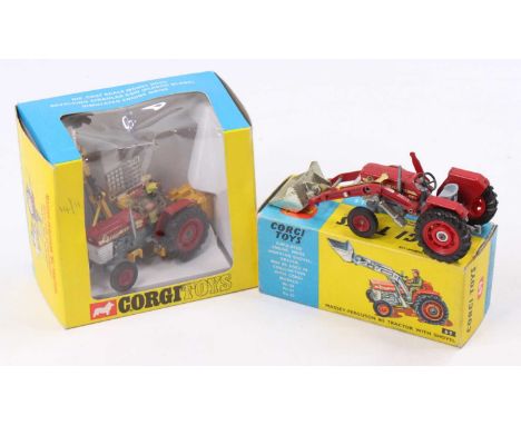 Corgi Toys boxed tractor group, 2 examples comprising No. 69, Massey Ferguson 165 tractor and shovel, red and grey body with 