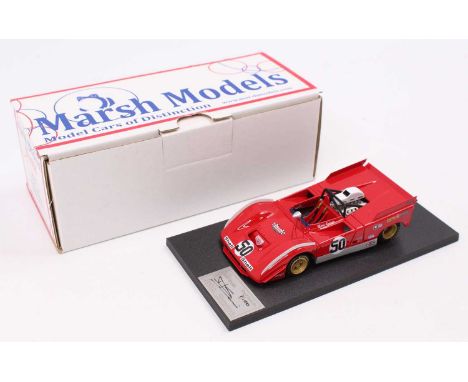 A Marsh Models 1/43 scale factory hand built model of an MM261 Ferrari 712M race car 1971 Watkins Glen Race finishing Fourth,