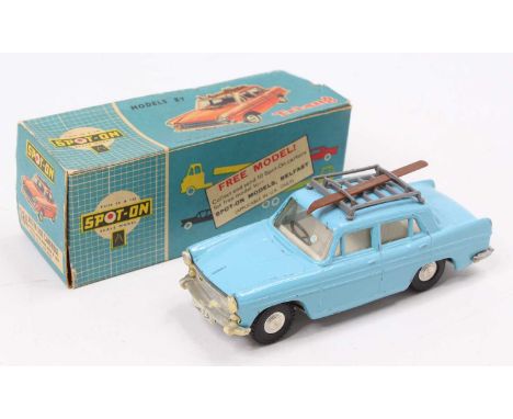 A Spot On No. 184 Austin A60 Cambridge comprising light blue body with white interior, complete with single ski load, housed 