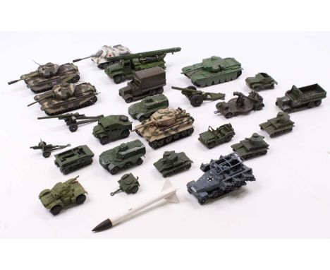 A collection of Dinky Toys and Corgi Toys Military vehicles in play-worn condition with examples including No. 688 Field Arti