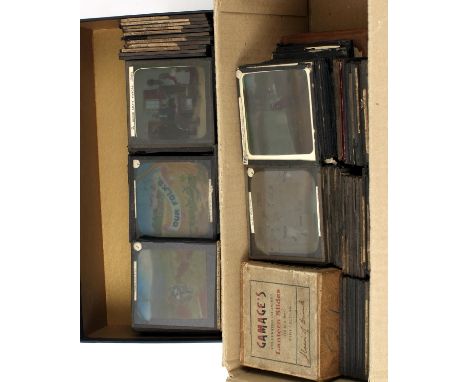 Box of Over 180 Religious &amp; Other Part Sets of Magic Lantern Slides. To include 2 interesting Imperial Airways images. 9x
